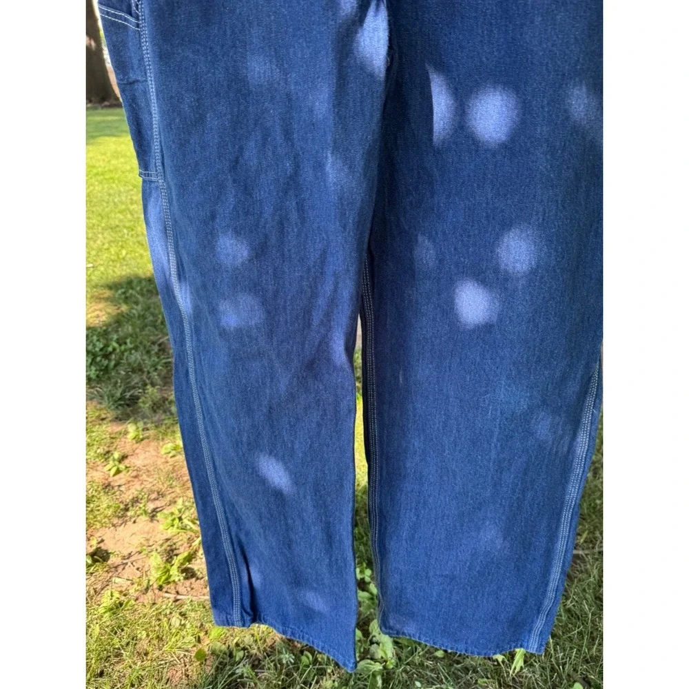Dickies Bib Overalls Men's 38x32 Blue Denim Carpenter 2014 Made Mexico Zip Fly